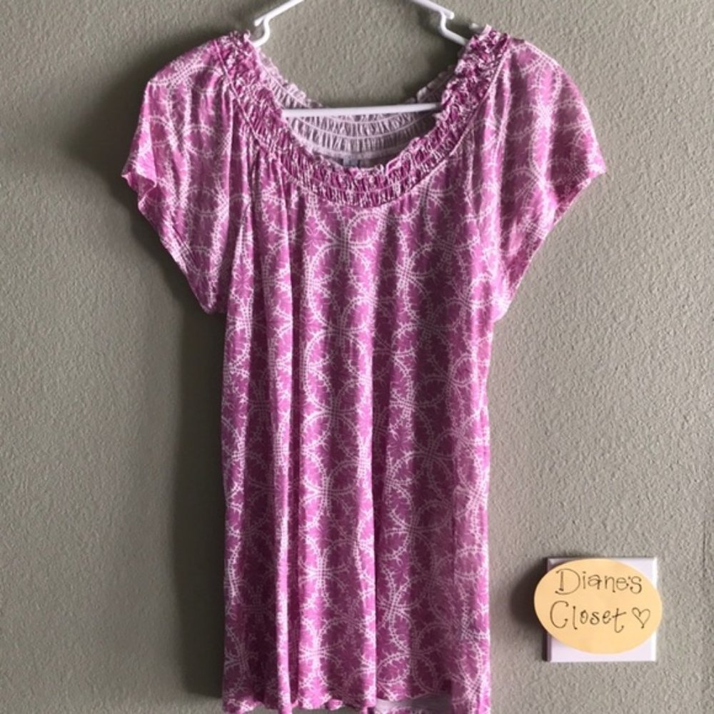 NWOT Indigo Women Geometric Floral Yolk Peasant Top